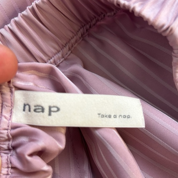 NAP The Lazy Cat Pajama Set Loungewear Vivid Pink SZ S Crop Top Wide Leg Silky - Picture 7 of 16